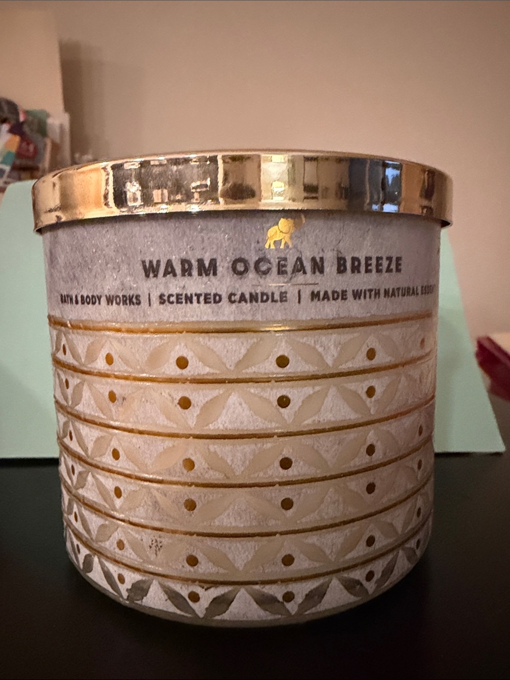 Bath & Body Works Warm Ocean Breeze Candle - White & Gold